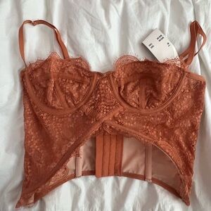 Lace Bustier in Rust by urban outfitters